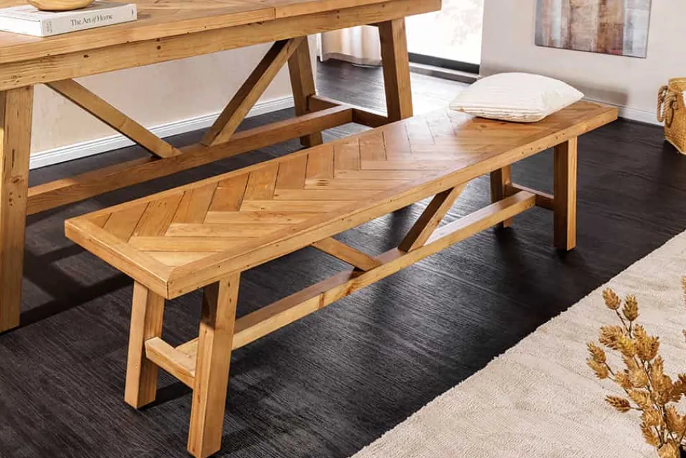 Riess-Ambiente Mehr...|Skandinavisch > Massive Sitzbank MOSAIK 160cm natur Pinienholz recycelt
