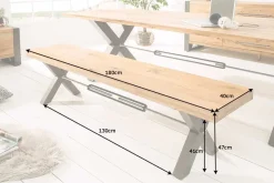 Riess-Ambiente Mehr...|Industrial Loft > Massive Sitzbank THOR 180cm Wild Eiche geölt im Industrial Design
