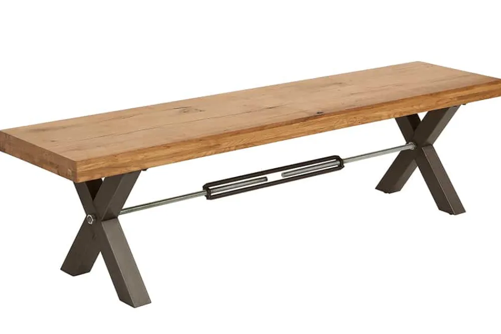 Riess-Ambiente Mehr...|Industrial Loft > Massive Sitzbank THOR 180cm Wild Eiche geölt im Industrial Design