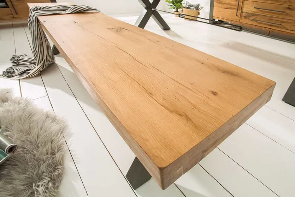 Riess-Ambiente Mehr...|Industrial Loft > Massive Sitzbank THOR 180cm Wild Eiche geölt im Industrial Design