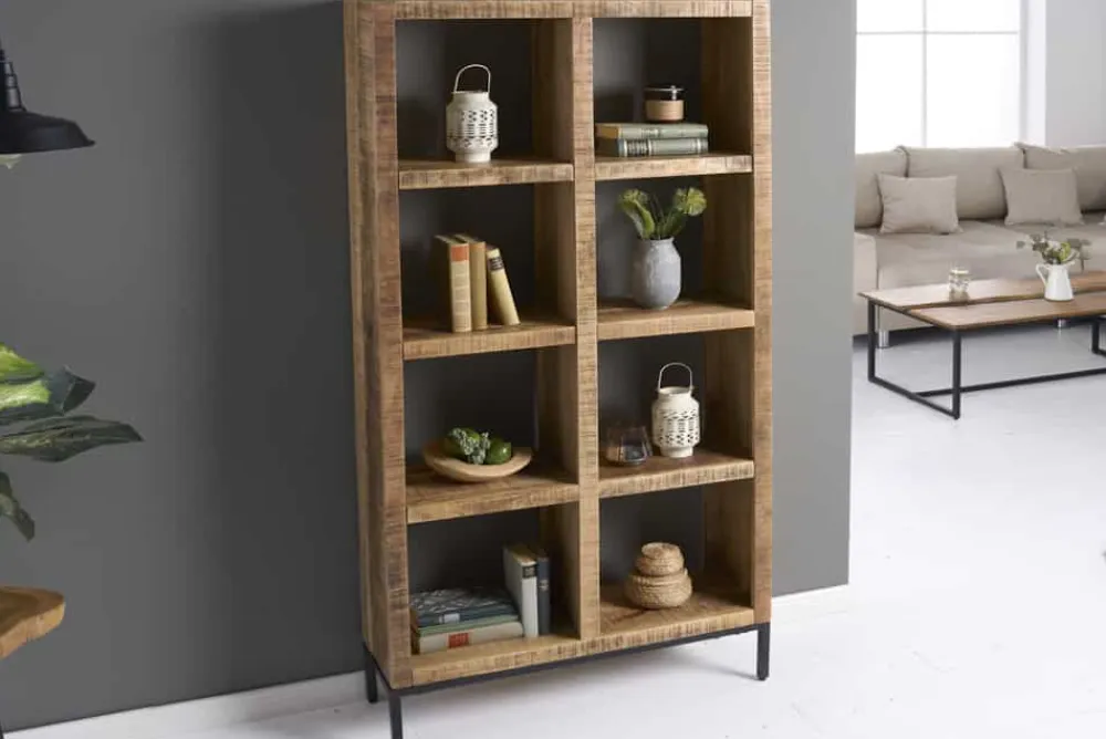 Riess-Ambiente Mehr...|Industrial Loft > Massives Regal IRON CRAFT 176cm Mangoholz Bücherregal acht Fächer Industrial Design