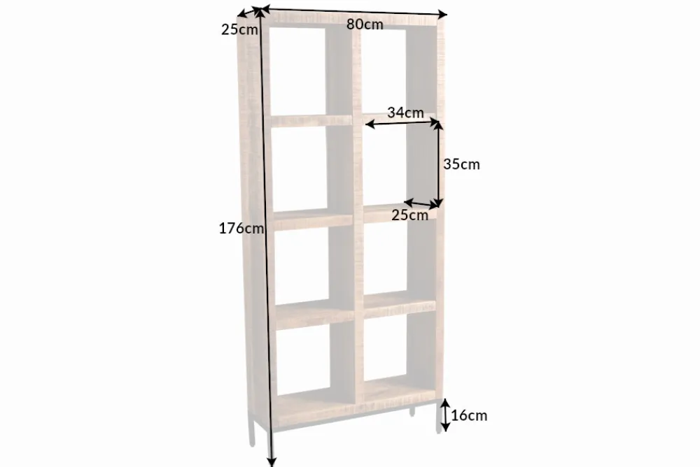 Riess-Ambiente Mehr...|Industrial Loft > Massives Regal IRON CRAFT 176cm Mangoholz Bücherregal acht Fächer Industrial Design
