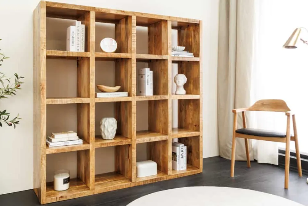 Riess-Ambiente Mehr...|Standregale > Massives Regal IRON CRAFT 160cm natur Mangoholz Bücherregal sechzehn Fächer