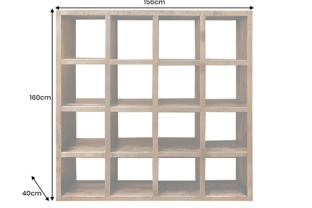 Riess-Ambiente Mehr...|Standregale > Massives Regal IRON CRAFT 160cm natur Mangoholz Bücherregal sechzehn Fächer
