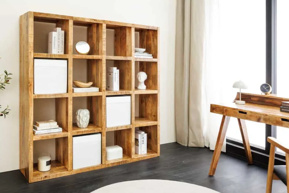 Riess-Ambiente Mehr...|Standregale > Massives Regal IRON CRAFT 160cm natur Mangoholz Bücherregal sechzehn Fächer