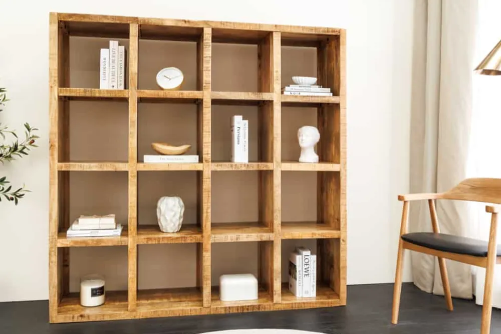 Riess-Ambiente Mehr...|Standregale > Massives Regal IRON CRAFT 160cm natur Mangoholz Bücherregal sechzehn Fächer