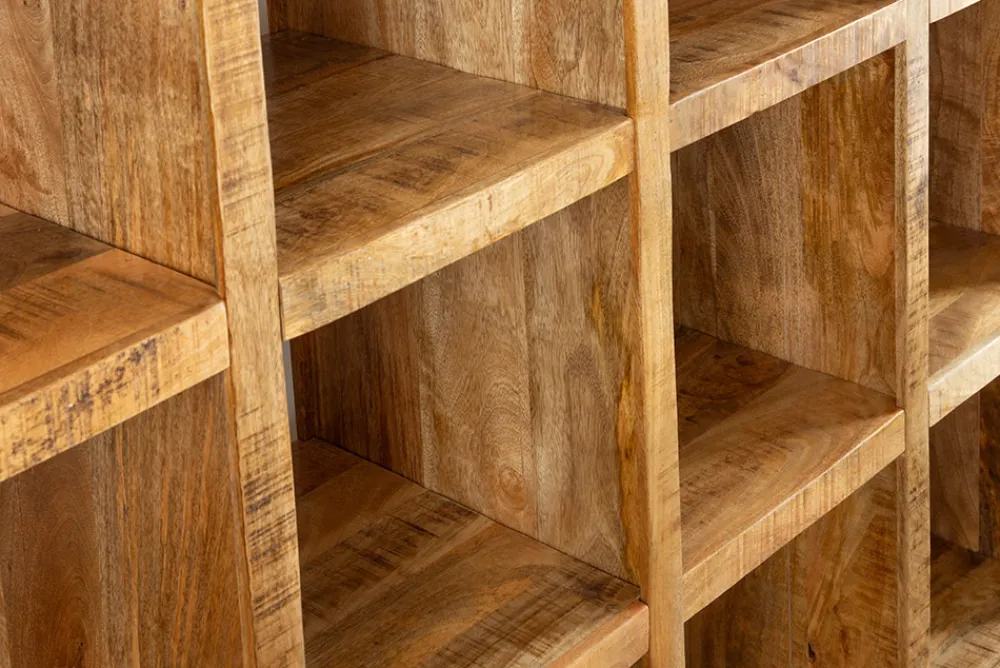 Riess-Ambiente Mehr...|Standregale > Massives Regal IRON CRAFT 200cm natur Mangoholz Bücherregal 25 Fächer