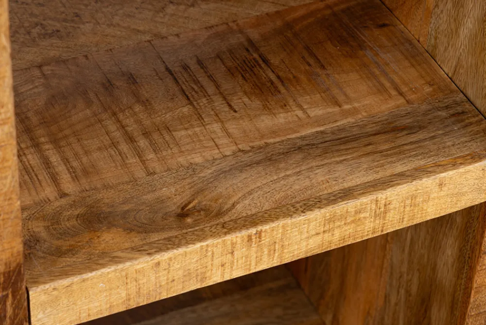Riess-Ambiente Mehr...|Standregale > Massives Regal IRON CRAFT 200cm natur Mangoholz Bücherregal 25 Fächer