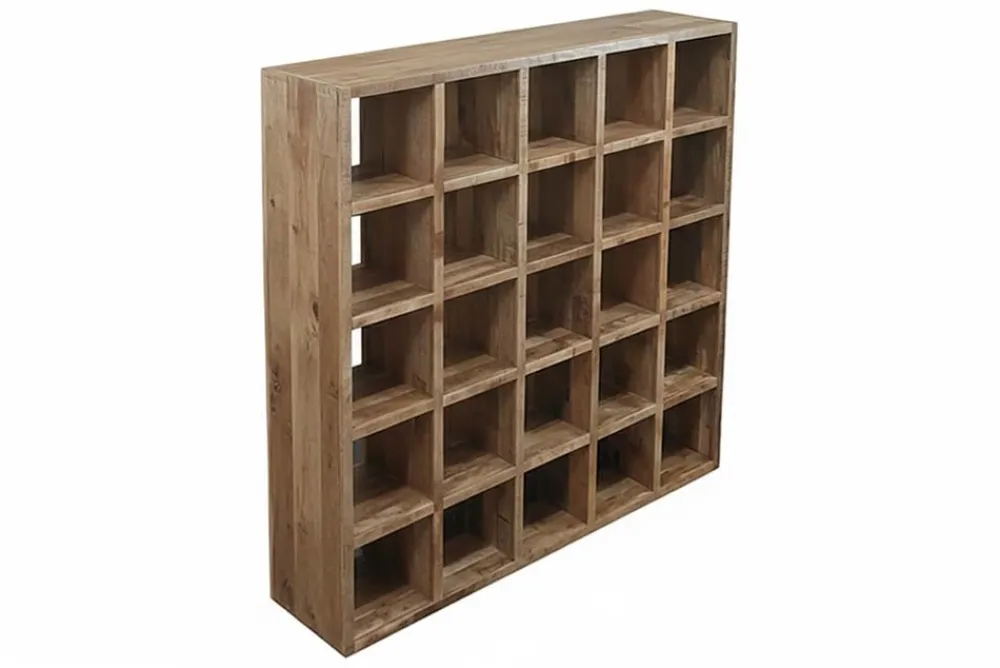 Riess-Ambiente Mehr...|Standregale > Massives Regal IRON CRAFT 200cm natur Mangoholz Bücherregal 25 Fächer