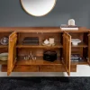 Riess-Ambiente Retro Möbel|Sideboards & Kommoden > Massives Sideboard ART DECO 170cm braun smoke Mangoholz 3D-Front