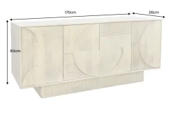 Riess-Ambiente Sideboards & Kommoden|Mehr... > Massives Sideboard ART DECO 170cm weiß gekälkt Mangoholz 3D-Front handmade