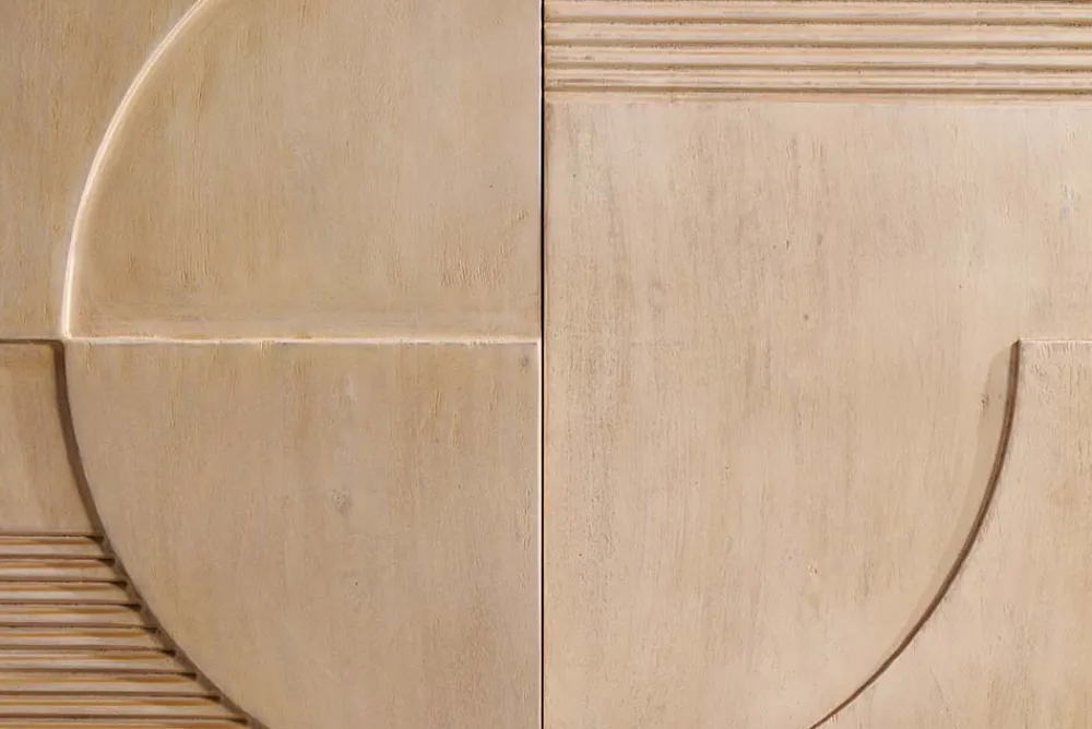Riess-Ambiente Sideboards & Kommoden|Mehr... > Massives Sideboard ART DECO 170cm weiß gekälkt Mangoholz 3D-Front handmade