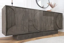 Riess-Ambiente Mehr...|Massivholzschränke > Massives Sideboard ART DECO 170cm grau Mangoholz 3D-Front