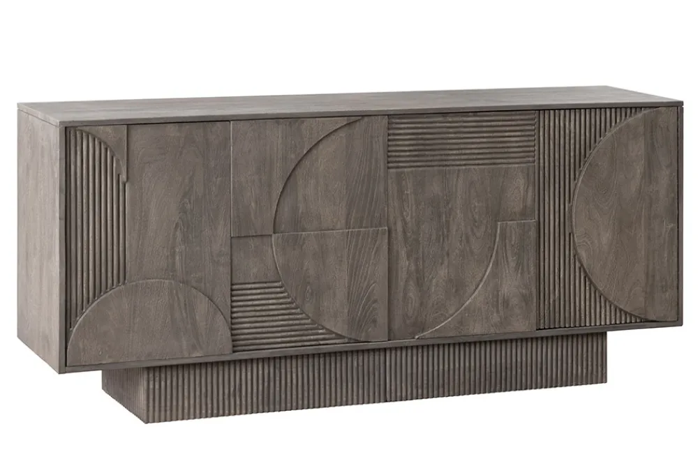 Riess-Ambiente Mehr...|Massivholzschränke > Massives Sideboard ART DECO 170cm grau Mangoholz 3D-Front