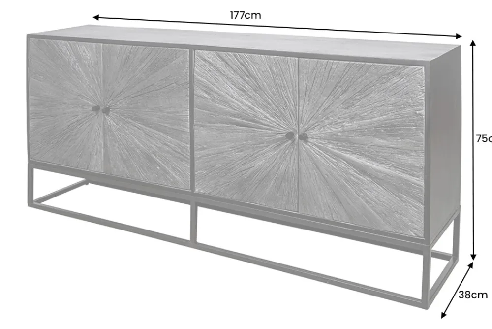 Riess-Ambiente Mehr...|Massivholzschränke > Massives Sideboard BARRACUDA 180cm braun Mangoholz mit Teakholz-Front schwarz Metall