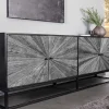 Riess-Ambiente Mehr...|Massivholzschränke > Massives Sideboard BARRACUDA 180cm grau Mangoholz mit Teakholz-Front schwarz Metall