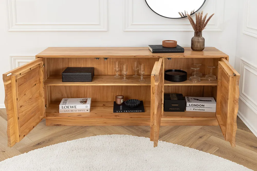 Riess-Ambiente Mehr...|Massivholzschränke > Massives Sideboard DESERT 160cm sand beige Akazienholz 3D-Front