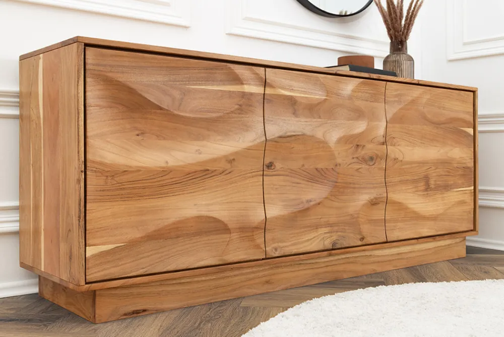 Riess-Ambiente Mehr...|Massivholzschränke > Massives Sideboard DESERT 160cm sand beige Akazienholz 3D-Front