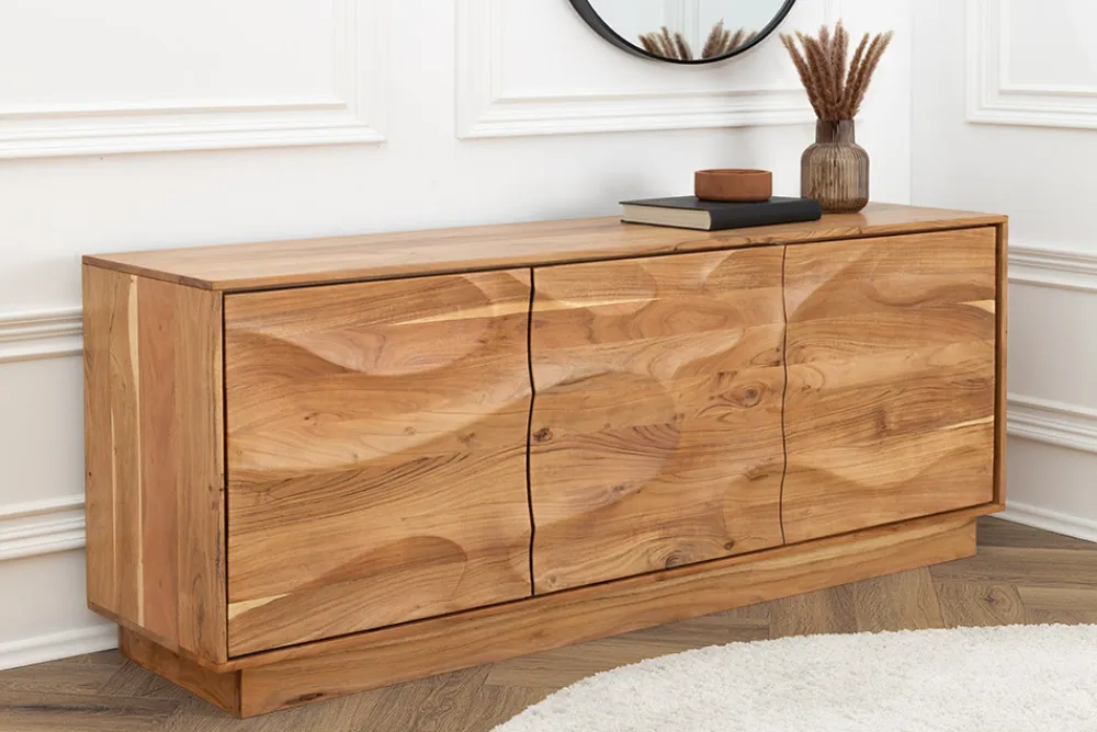 Riess-Ambiente Mehr...|Massivholzschränke > Massives Sideboard DESERT 160cm sand beige Akazienholz 3D-Front