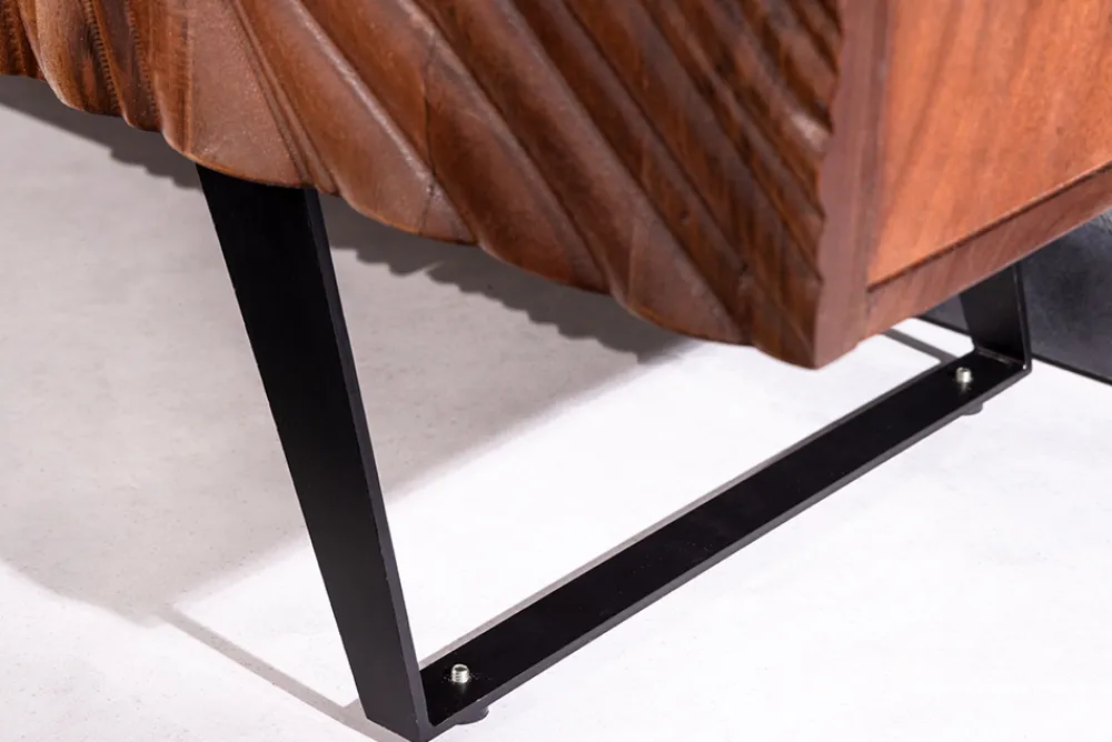 Riess-Ambiente Retro Möbel|Sideboards & Kommoden > Massives Sideboard FLUID 175cm braun Mangoholz 3D-Design Kufengestell