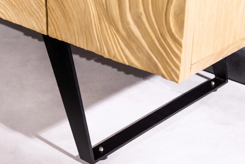 Riess-Ambiente Retro Möbel|Sideboards & Kommoden > Massives Sideboard FLUID 175cm creme Mangoholz 3D-Design Kufengestell