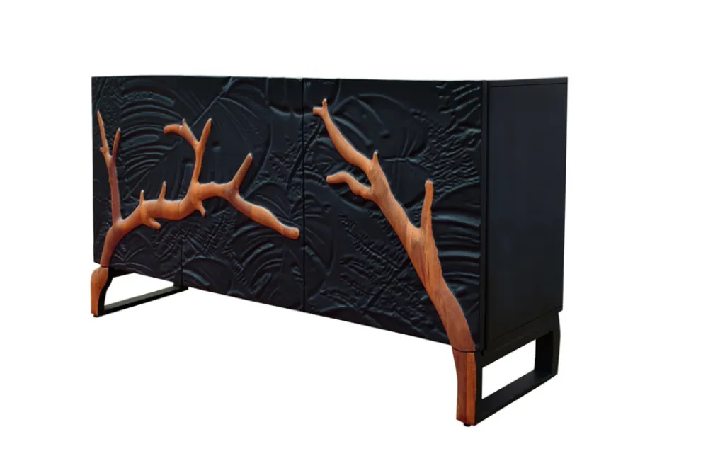 Riess-Ambiente Mehr...|Sideboards & Kommoden > Massives Sideboard FOREST 160cm schwarz braun Mangoholz sechs Fächer 3D-Front