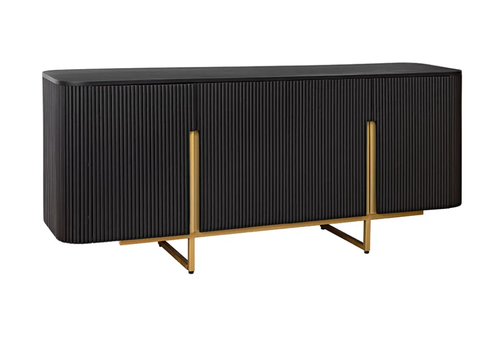 Riess-Ambiente Mehr...|Retro Möbel > Massives Sideboard GATSBY 160cm schwarz gold Mangoholz Retro handmade