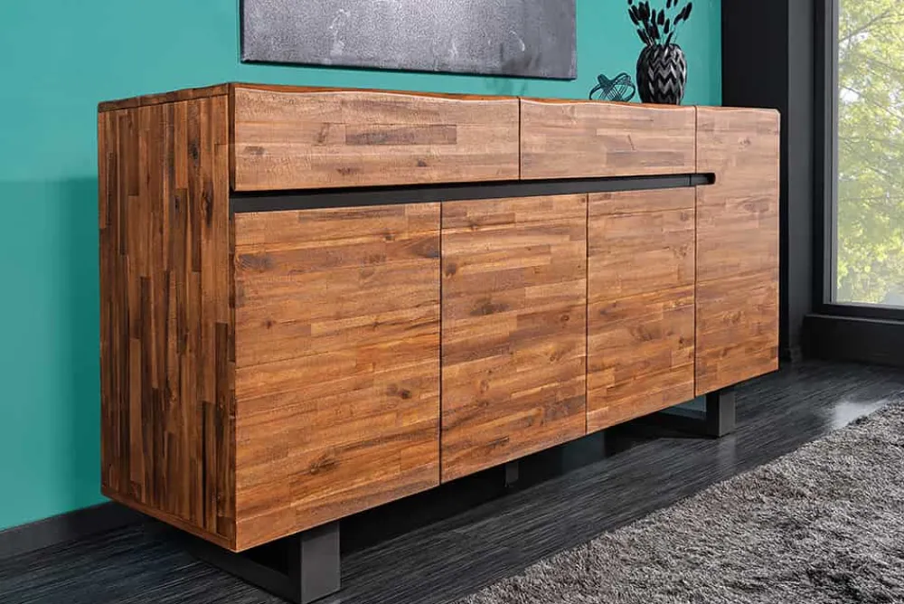 Riess-Ambiente Industrial Loft|Mehr... > Massives Sideboard GENESIS 170cm braun geflammt Akazienholz Metall Industrial Design