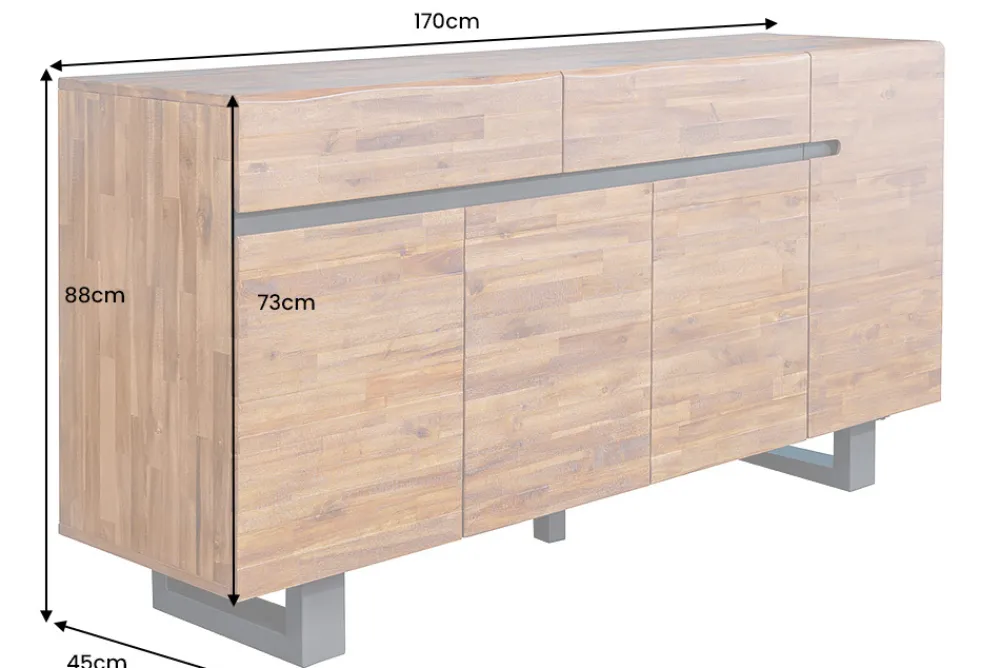 Riess-Ambiente Industrial Loft|Mehr... > Massives Sideboard GENESIS 170cm braun geflammt Akazienholz Metall Industrial Design