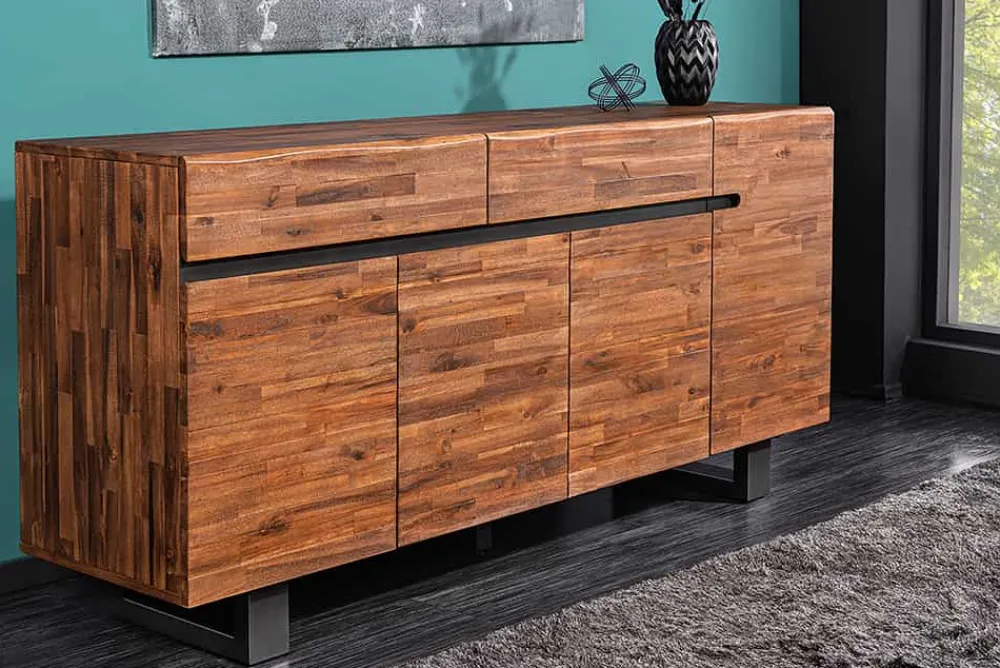 Riess-Ambiente Industrial Loft|Mehr... > Massives Sideboard GENESIS 170cm braun geflammt Akazienholz Metall Industrial Design