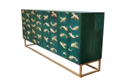 Riess-Ambiente Mehr...|Goldene Möbel > Massives Sideboard GOLDEN LAGOON 180cm türkis gold Mangoholz Metall 3D-Front