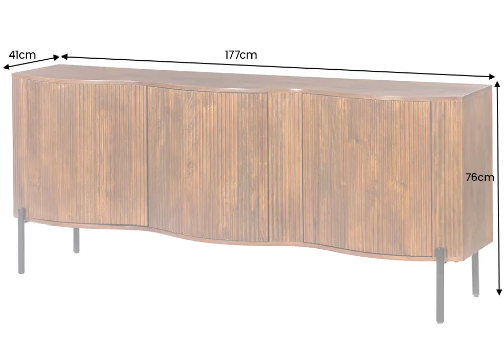 Riess-Ambiente Mehr...|Massivholzschränke > Massives Sideboard GRANDEUR 180cm braun Mangoholz schwarz Metall