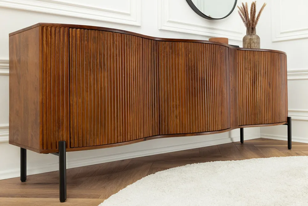 Riess-Ambiente Mehr...|Massivholzschränke > Massives Sideboard GRANDEUR 180cm braun Mangoholz schwarz Metall
