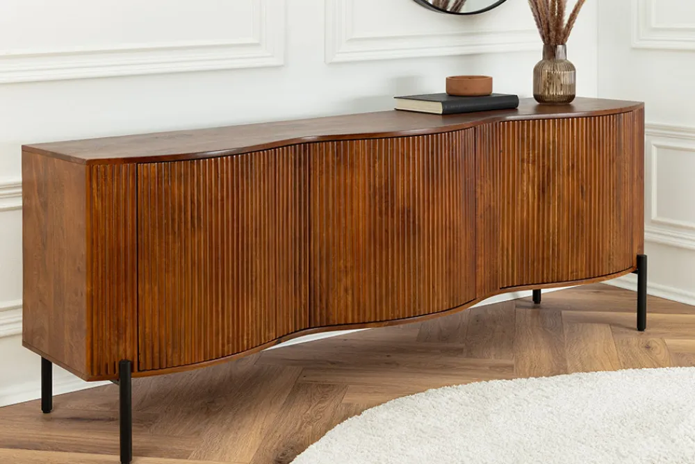 Riess-Ambiente Mehr...|Massivholzschränke > Massives Sideboard GRANDEUR 180cm braun Mangoholz schwarz Metall