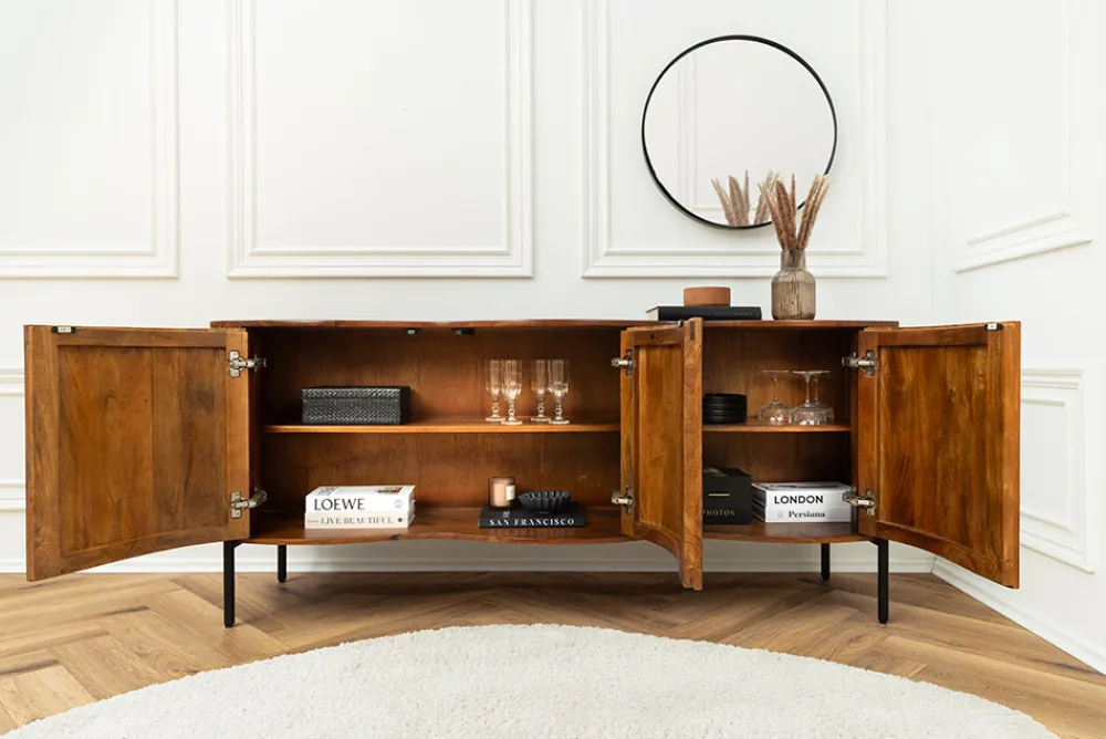 Riess-Ambiente Mehr...|Massivholzschränke > Massives Sideboard GRANDEUR 180cm braun Mangoholz schwarz Metall
