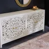Riess-Ambiente Sideboards & Kommoden|Mehr... > Massives Sideboard MARRAKESCH 170cm weiß Mangoholz mit Verzierung handmade