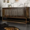Riess-Ambiente Mehr...|Industrial Loft > Massives Sideboard ONYX 160cm dunkelbraun gold Mangoholz Edelstein Achat Schiebetüren