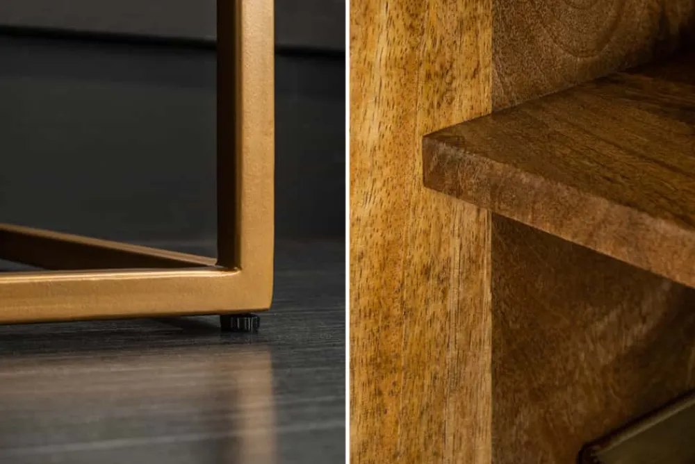 Riess-Ambiente Mehr...|Industrial Loft > Massives Sideboard ONYX 160cm dunkelbraun gold Mangoholz Edelstein Achat Schiebetüren