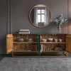 Riess-Ambiente Goldene Möbel|Industrial Loft > Massives Sideboard ONYX 180cm türkis Mangoholz Achat Edelstein gold Metallgestell