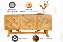 Riess-Ambiente Sideboards & Kommoden|Mehr... > Massives Sideboard RIVIERA 155cm natur recyceltes Pinienholz Bohlenoptik