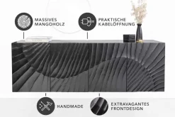 Riess-Ambiente Mehr...|Sideboards & Kommoden > Massives Sideboard SCORPION 180cm schwarz hängend Mangoholz 3D-Design