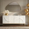 Riess-Ambiente Goldene Möbel|Sideboards & Kommoden > Massives Sideboard SCORPION 180cm weiß Mangoholz gold Metall 3D-Schnitzereien