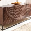 Riess-Ambiente Mehr...|Sideboards & Kommoden > Massives Sideboard SCORPION 180cm dunkelbraun Akazie mit 3D Schnitzereien schwarz Metall