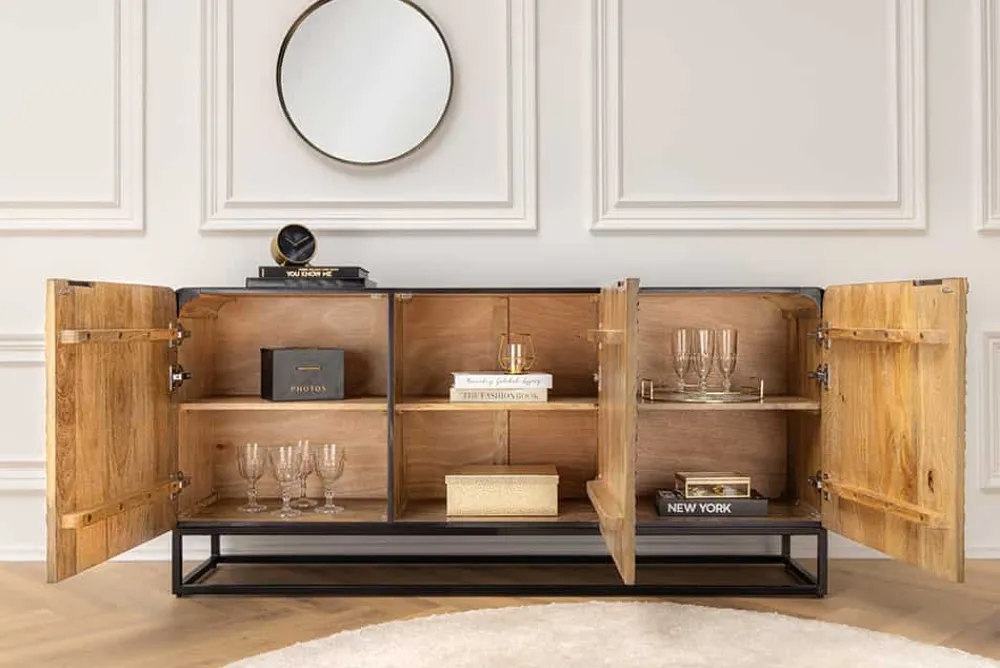 Riess-Ambiente Mehr...|Massivholzschränke > Massives Sideboard SNAKE 160cm braun Mangoholz mit 3D Schnitzereien schwarz Schlangen-Design