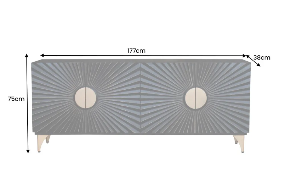 Riess-Ambiente Mehr...|Massivholzschränke > Massives Sideboard SOLARIS 180cm schwarz gold Mangoholz 3D-Design