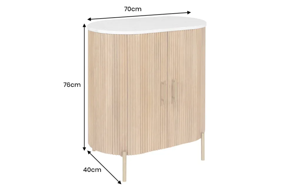 Riess-Ambiente Mehr...|Retro Möbel > Massives Sideboard TRES CHIC 75cm natur Mangoholz weiß Marmor gold Metall