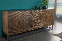 Riess-Ambiente Mehr...|Massivholzschränke > Massives Sideboard ZEN CIRCLES 180cm dunkelbraun Mangoholz 3D-Design