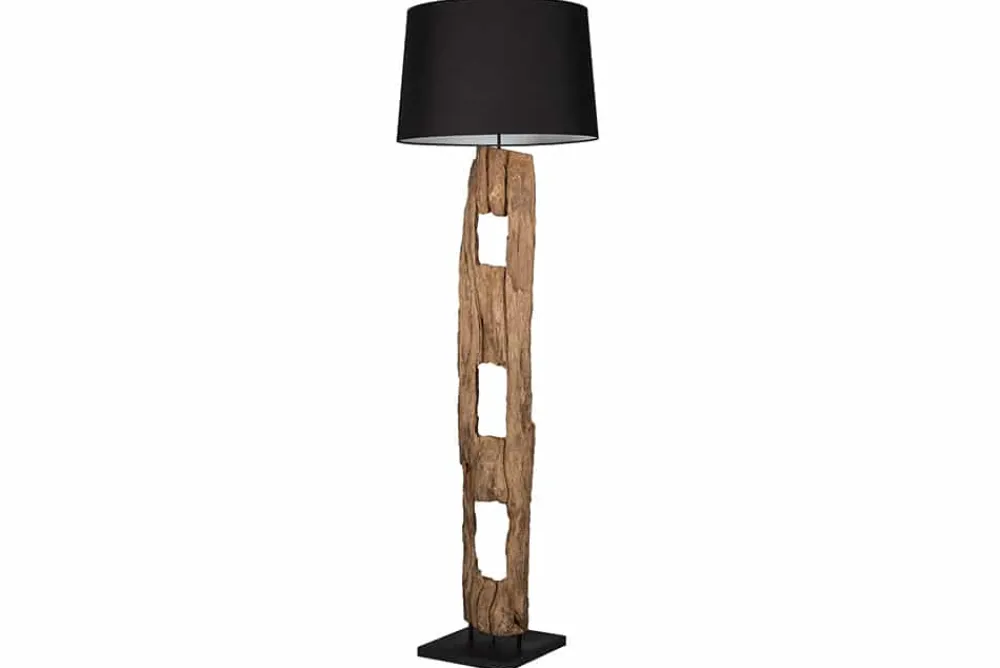 Riess-Ambiente Mehr...|Mehr... > Massive Stehlampe BARRACUDA 177cm natur Akazie Baumwollschirm schwarz Baumstamm