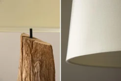 Riess-Ambiente Mehr...|Mehr... > Massive Stehlampe BARRACUDA 177cm natur Akazienholz Baumwollschirm weiß Baumstamm
