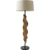 Riess-Ambiente Stehleuchten > Massive Stehlampe LEAF 130cm weiß natur Teakholz Blatt-Design mit Stoffschirm